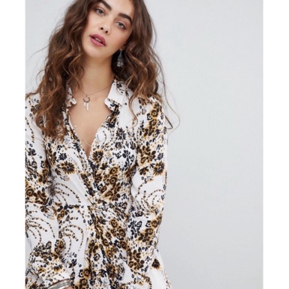 Free People Floral Midi Shirt Dress - Picture 4 of 7